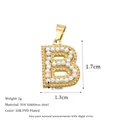 18K PVD gold plated stainless steel letter B pendant with white pearl inlay and dotted edges - Letter B Style (MSPJ0001-B)