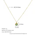 Detail view of 18K gold plated stainless steel necklace with green round natural stone - 18K Gold / Green (Aventurine)