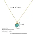 Detailed size chart showing green stone pendant necklace measurements and weight details - Sky Blue/Turquoise Blue (MSNK0304-BU)