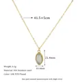 Detail view of 18K gold plated marquise stone pendant with 304 stainless steel chain - Gray