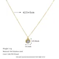Detail of 18K gold-plated stainless steel necklace with round grey translucent stone - 18K Gold / Gray (Stone)