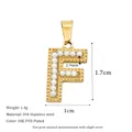 Letter F pendant in 18K gold plated stainless steel with white pearl inlay - Letter F Style (MSPJ0001-F)