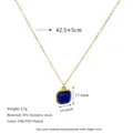 Detailed specs of square lapis lazuli pendant with 18k gold plated 304 stainless steel chain - Lapis Lazuli Blue Style (MSNK0303-DKBU)
