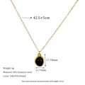 Detail of 18K PVD gold plated stainless steel necklace with dimensions and weight specs - Black