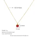 Detailed size specifications for a gold stainless steel necklace with a red stone pendant - 18K Gold / Red (Red Agate)