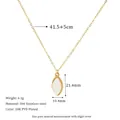 Detailed view of 18K PVD plated stainless steel necklace with white stone pendant specs - White