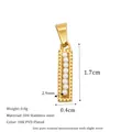 Vertical rectangular 304 stainless steel 18K gold pendant with inlaid white pearls - Letter I Style (MSPJ0001-I)