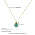 Detail of vintage 18K gold plated stainless steel necklace with 42.5cm chain and pendant - Light Blue