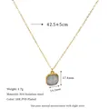 Detail of 18K PVD gold plated stainless steel necklace with square grey stone pendant - Smoky Gray Style (MSNK0303-GY)