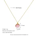Detailed size specifications of circular natural stone necklace with 18K PVD gold plating - Pink (MSNK0304-PK)