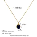 Detailed size chart for vintage 18K gold PVD lapis lazuli pendant with 304 stainless steel chain - Dark Blue