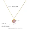 Detail view of pink stone pendant with 304 stainless steel chain length and size specs - Sakura Pink Style (MSNK0303-PK)