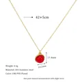 Detailed dimensions of 18K gold plated necklace with red stone pendant and chain length - Bright Red (MSNK0304-RD)