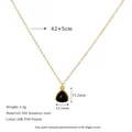 Detailed dimensions of 18K gold plated stainless steel necklace with black stone pendant - Black Onyx Style / Black (MSNK0306-BK)
