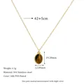 Detail of 18K PVD gold plated stainless steel necklace with tiger eye stone pendant - Tiger's Eye Color