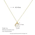 Detail view of round white stone pendant with 18K PVD gold plating and 42+5cm chain size - Milky White (MSNK0304-WH)