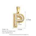 18K gold plated stainless steel letter P pendant with white pearl inlay charm - Letter P Style (MSPJ0001-P)