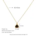 Detail of 18K PVD gold plated stainless steel necklace with tiger eye stone pendant - Tiger Eye Style / Brown (MSNK0306-BN)