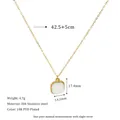 Detailed view showing dimensions of 18k gold plated stainless steel stone necklace - Bright White Style (MSNK0303-WH)
