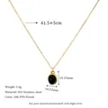 Detail of 18K gold-plated stainless steel necklace with black oval stone pendant - Black (MSNK0311-BK)