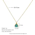 Detail showing 304 stainless steel 18K PVD gold chain and triangle turquoise pendant - Turquoise Style / Sky Blue (MSNK0306-BU)