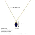 Detailed size specifications for 18K gold-plated lapis lazuli pendant with 304 stainless steel chain - Dark Blue