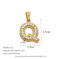Letter Q pendant in 18K gold-plated stainless steel with inlaid white pearls - Letter Q Style (MSPJ0001-Q)