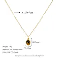 Detailed specs of 18K gold plated stainless steel necklace with tiger eye stone pendant - Brown Tiger Eye (MSNK0311-BN)