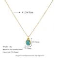 Detail of 18K gold-plated oval turquoise pendant with precise dimensions and weight specs - Blue Turquoise (MSNK0311-BU)