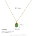 Detailed size specifications for the green stone pendant with 18K gold plated chain - Emerald Green