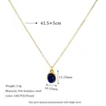 Detailed specs of 18K gold plated stainless steel necklace with blue stone pendant - Dark Blue Lapis (MSNK0311-DKBU)