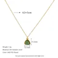 Macro detail of geometric triangle green stone pendant on 18K gold plated chain - Green (MSNK0306-GN)