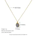 Detailed size specifications of natural stone pendant with 42+5cm stainless steel chain - Gray