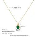 Detailed size and specs of an 18K gold-plated necklace with a green stone pendant - Dark Green (MSNK0311-DKGN)