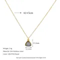 Detailed size specifications for triangular natural stone necklace in 18K PVD gold plating - Gray (MSNK0306-GY)