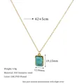 Detail of square turquoise stone pendant on 18K gold plated stainless steel chain - Turquoise Style