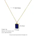 Macro detail of geometric blue stone pendant on 18K gold-plated stainless steel chain - Dark Blue
