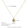 Detailed specs of 18K gold-plated stainless steel necklace with grey stone pendant - Gray (MSNK0311-GY)