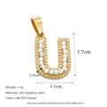 18K PVD gold plated 304 stainless steel letter U pendant with white pearl inlay - Letter U Style (MSPJ0001-U)