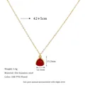 Detailed size specifications of the red triangle pendant necklace in 18K gold-plated steel - Red (MSNK0306-RD)