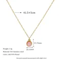 Detail of 18K gold-plated stainless steel necklace with pink oval stone pendant dimensions - Pink (MSNK0311-PK)