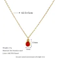 Detail view of water drop red stone necklace in 18K gold plated stainless steel - Red (MSNK0307-RD)