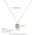 Detailed specs of the 18K gold plated stainless steel rectangle stone pendant necklace - Gray