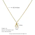 Detail of water drop natural stone pendant with 18K PVD gold plated stainless steel chain - White (MSNK0307-WH)