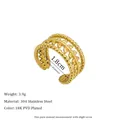 Detail showing 1.8cm inner diameter and layered leaf design on gold stainless steel ring - Triple Layer Leaf Beads (MSR0092)