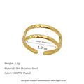 Detail view of 18K PVD gold plated 304 stainless steel ring showing size and 1.3g weight - Double Layer Fine Ring Style (MSR0081)