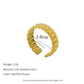 Detail showing 18K PVD gold plated wavy stainless steel ring with 1.8cm inner diameter - Wavy Pattern Style (MSR0169)