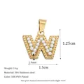 Letter W pendant in 18K gold-plated 304 stainless steel with white pearl inlay - Letter W Style (MSPJ0001-W)