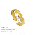 Detailed view of 18K gold-plated stainless steel heart ring with dimensions and 1.6g weight - Connected Heart Style (MSR0093)
