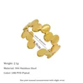Detail view of 18K gold plated stainless steel ring showing size measurements and material - Oval Link Style (MSR0083)